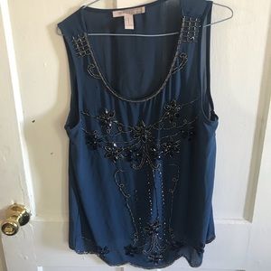 Beaded navy blue top